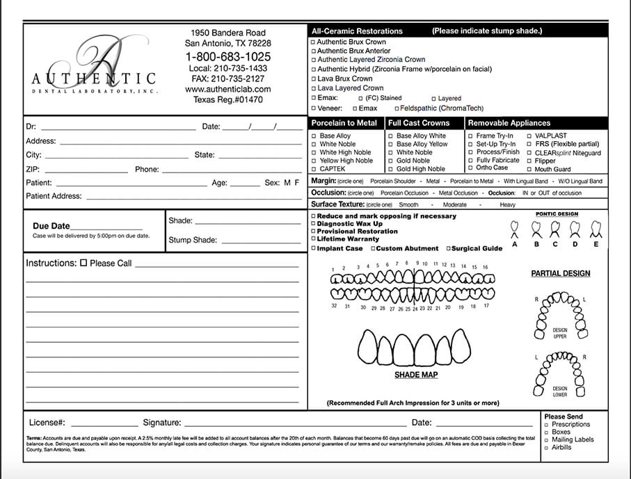 Authentic Dental Laboratory | Send A Case