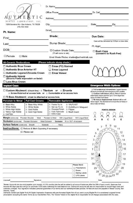 Authentic Dental Laboratory | Send A Case